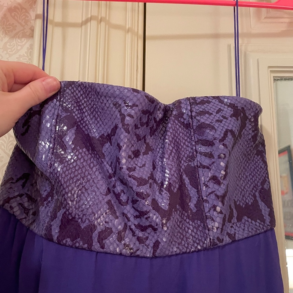 Alice and Olivia indigo snakeskin strapless dress